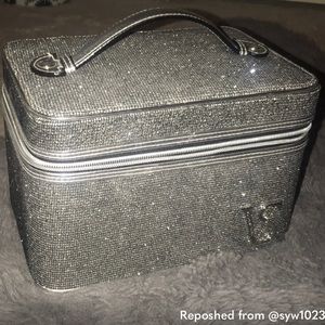 Victoria's Secret Makeup Case sparkly train case hard bag travel makeup skincare